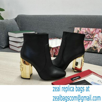 Dolce  &  Gabbana Heel 10.5cm Leather Ankle Boots Black with DG Karol Heel 2021